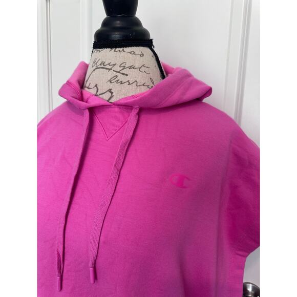 Champion Women sz XL Hot Pink Oversized Sleeveless Sweatshirt Hoodie Gym Comfort - Picture 2 of 10